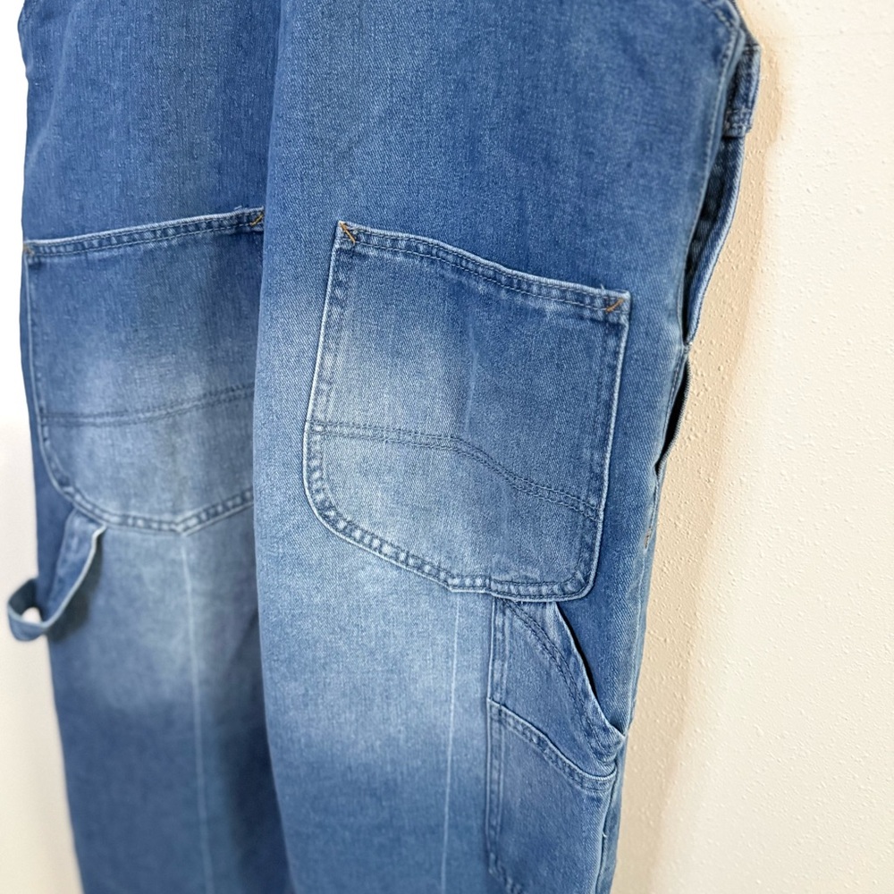 Women’s Blue Denim Overalls Medium Relaxed Fit Cuffed - Picture 6 of 9